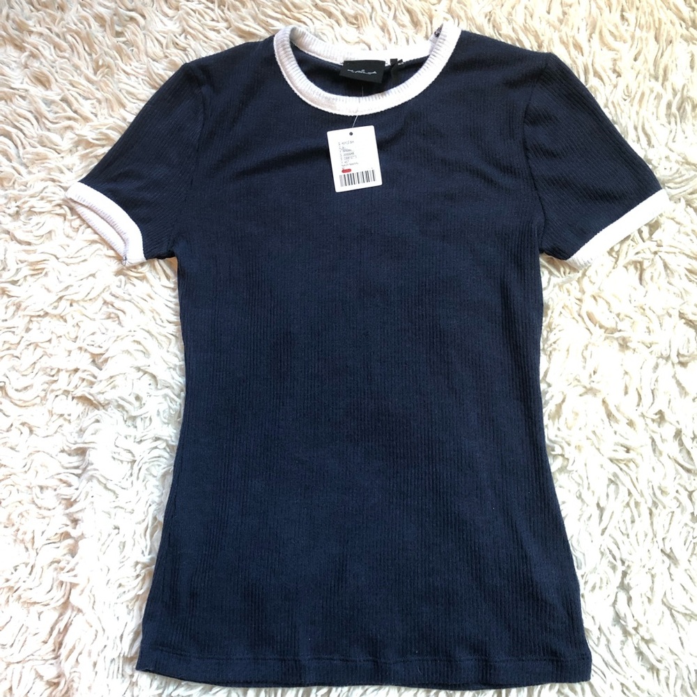 NWT Urban Outfitters Navy Ribbed Shirt